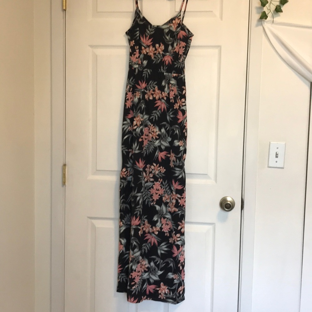 H&M floral maxi double slit dress